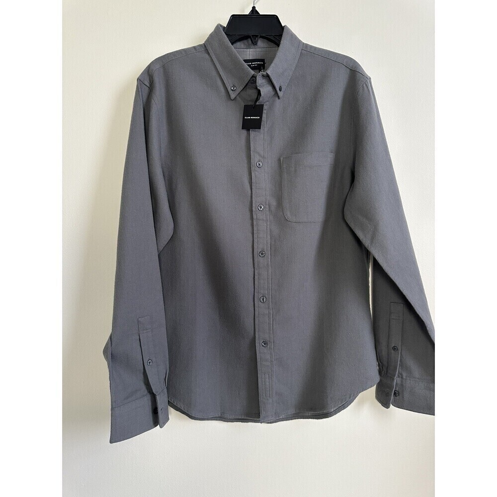 Club Monaco Men's Long Sleeve Slim Fit Flannel Shirt Size L GRY